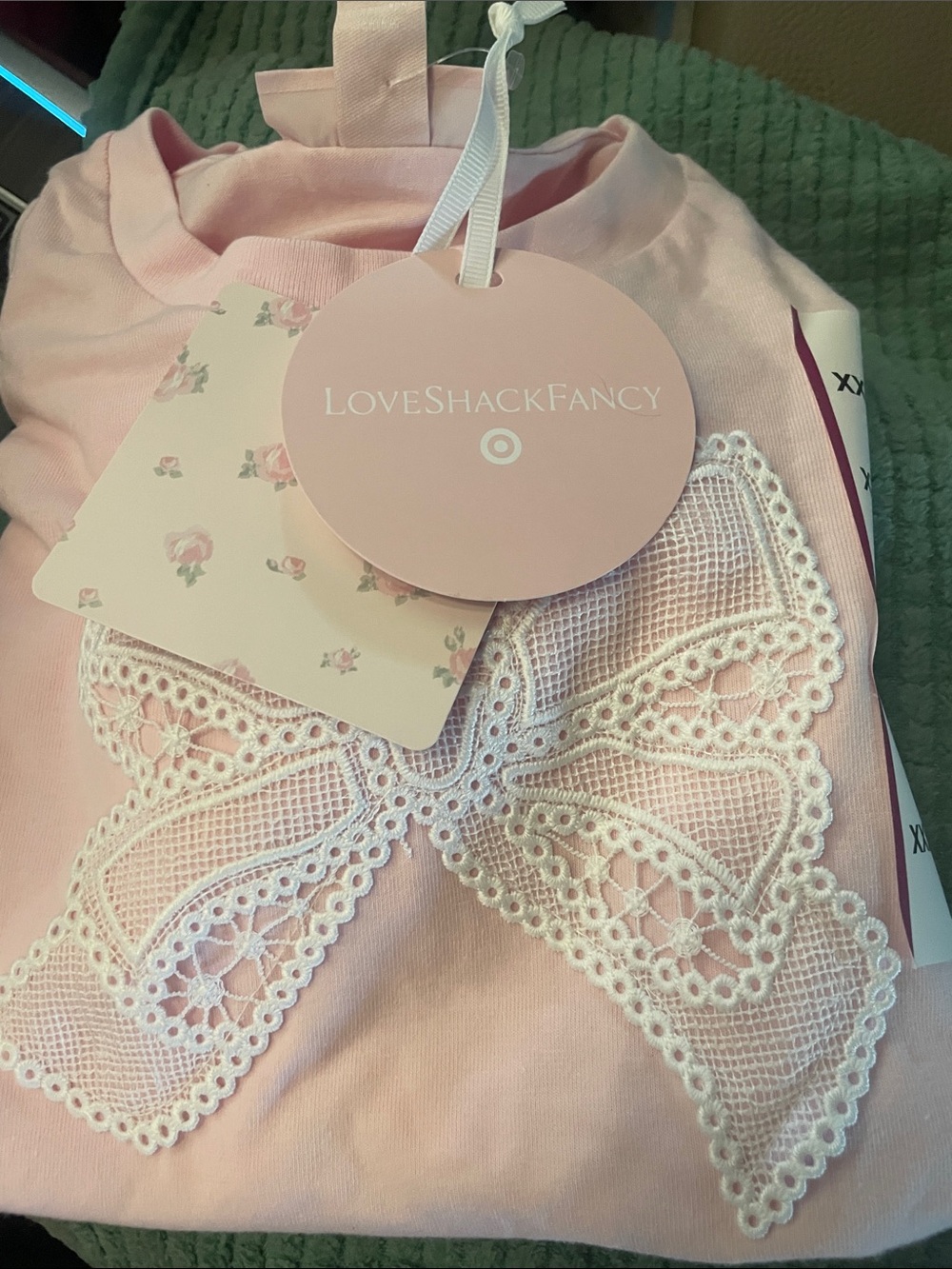 LoveShackFancy x Target New Bow Embroidery T Shirt Top girls XXL NWT